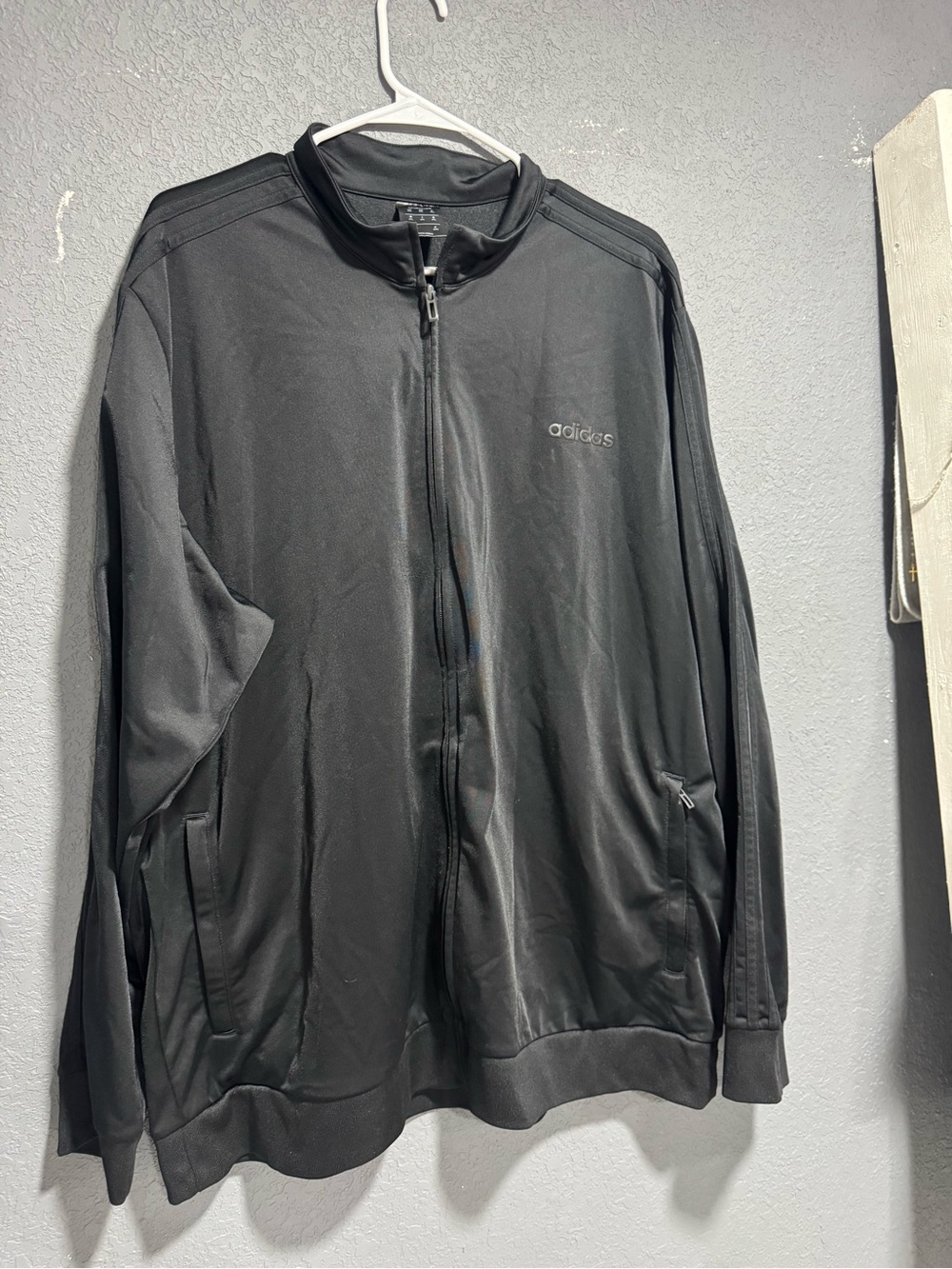adidas Men's Black Zip-Up Track Jacket with Subtle Logo